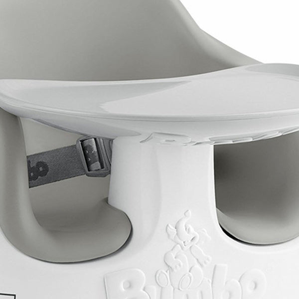 Gray bumbo store seat with tray