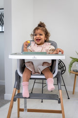 The MOOSE Frankie Foldable HighChair (Grey) with FREE Silicone Feeding Set